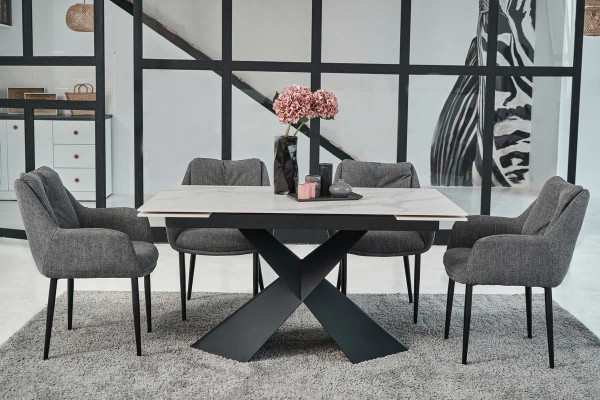 Керамический стол раскладной обеденный Vetro Mebel Урбано TML-896 Калакатта кристал-черный-8