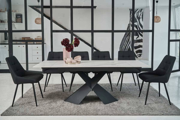 Керамический стол раскладной обеденный Vetro Mebel Урбано TML-896 Калакатта кристал-черный-7