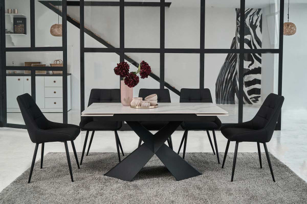 Керамический стол раскладной обеденный Vetro Mebel Урбано TML-896 Калакатта кристал-черный-6