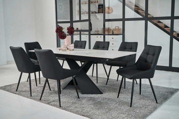 Керамический стол раскладной обеденный Vetro Mebel Урбано TML-896 Калакатта кристал-черный-5