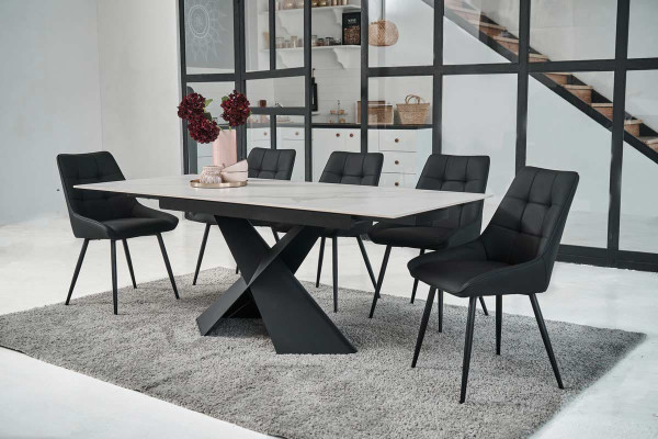 Керамический стол раскладной обеденный Vetro Mebel Урбано TML-896 Калакатта кристал-черный-4