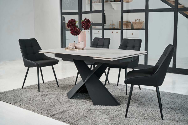 Керамический стол раскладной обеденный Vetro Mebel Урбано TML-896 Калакатта кристал-черный-3