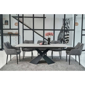 Керамічний стіл розкладний обідній Vetro Mebel Урбано TML-896 Кристал-чорний Калакатта