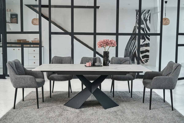 Керамический стол раскладной обеденный Vetro Mebel Урбано TML-896 Калакатта кристал-черный-0