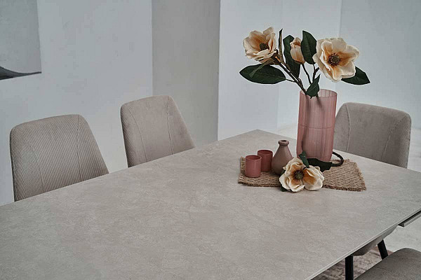 Керамический стол раскладной обеденный Vetro Mebel Алонцо TML-955 Крема деликато-черный-10