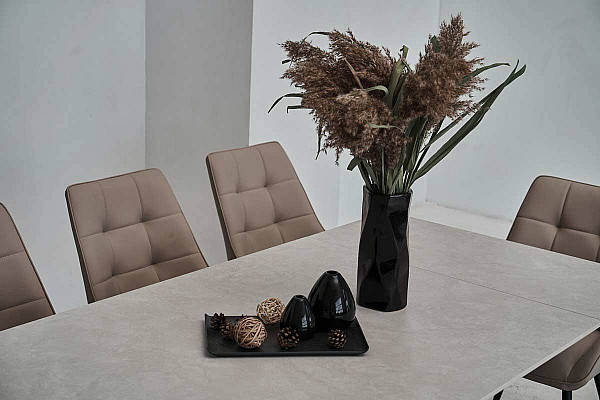 Керамический стол раскладной обеденный Vetro Mebel Алонцо TML-955 Крема деликато-черный-11