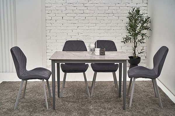 Стілець Vetro Mebel N-54 Темно-сірий велюр-сірий-1