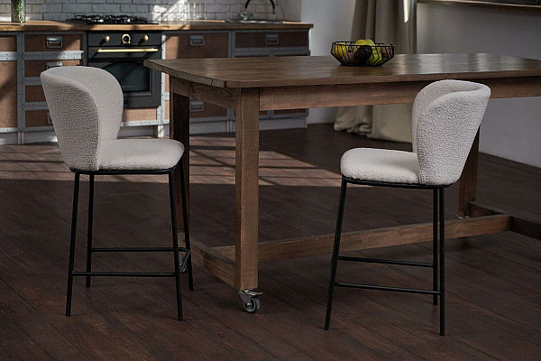 Полубарный стул Vetro Mebel B-300 Айвори Ткань Букле-3