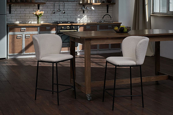 Полубарный стул Vetro Mebel B-300 Айвори Ткань Букле-4