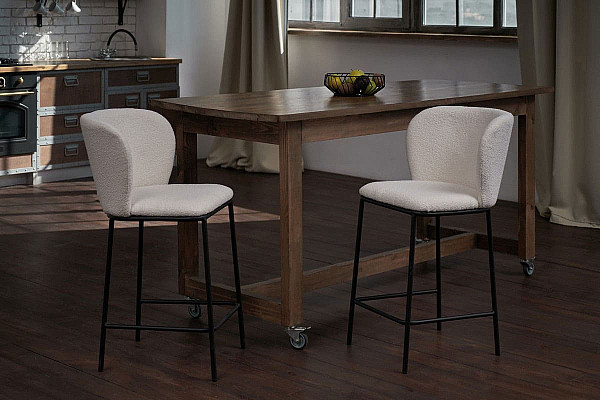 Полубарный стул Vetro Mebel B-300 Айвори Ткань Букле-5