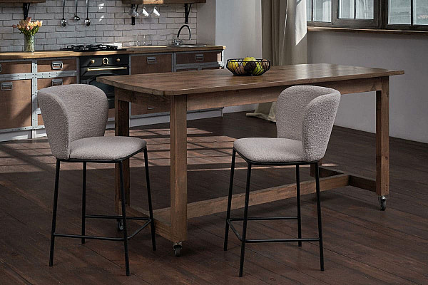 Полубарный стул Vetro Mebel B-300 Белый песок Ткань Букле-3