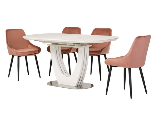 Керамічний стіл розкладний обідній Vetro Mebel TML-865-1 Білий мармур-12