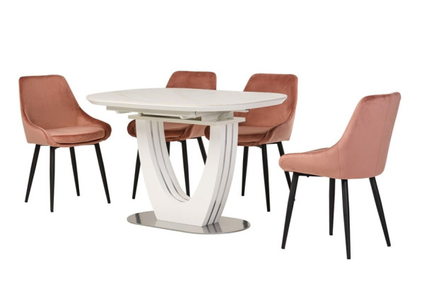 Керамічний стіл розкладний обідній Vetro Mebel TML-865-1 Білий мармур-11