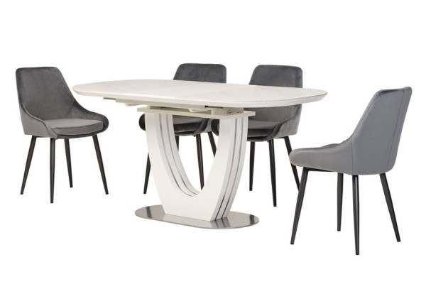 Керамічний стіл розкладний обідній Vetro Mebel TML-865-1 Білий мармур-14