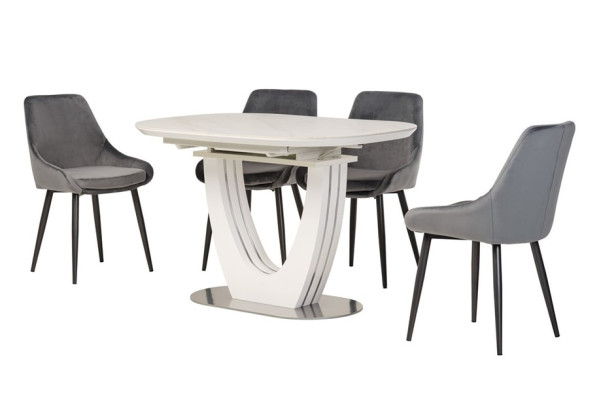 Керамічний стіл розкладний обідній Vetro Mebel TML-865-1 Білий мармур-13