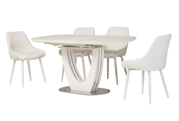 Керамічний стіл розкладний обідній Vetro Mebel TML-865-1 Білий мармур-16