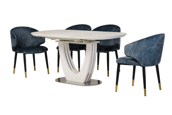 Керамічний стіл розкладний обідній Vetro Mebel TML-865-1 Білий мармур-18