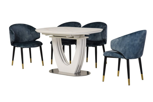 Керамічний стіл розкладний обідній Vetro Mebel TML-865-1 Білий мармур-17