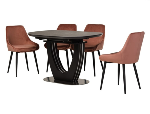 Керамічний стіл розкладний обідній Vetro Mebel TML-865-1 Чорний онікс-16