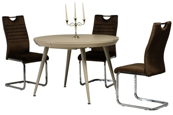 Раскладной обеденный стол Vetro Mebel TM-175 Матовый Капучино-13