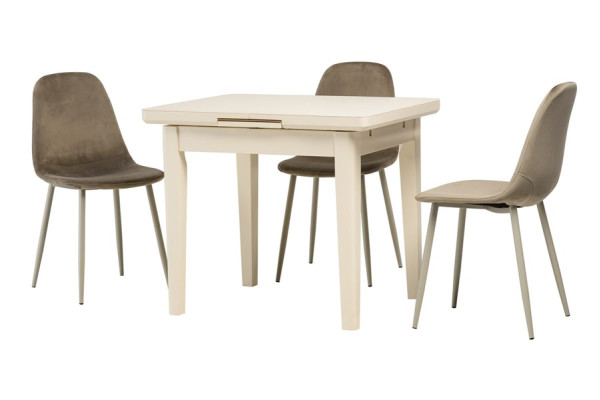 Раскладной обеденный стол Vetro Mebel TM-79 Матовый Молочный-14