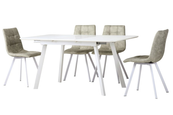 Стол раскладной обеденный Vetro Mebel TM-170 Матовый белый-0