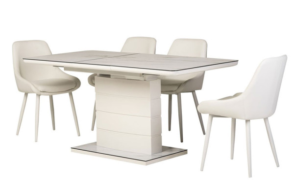 Раскладной обеденный стол Vetro Mebel TM-49 Белый кварц-4