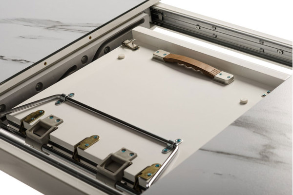 Раскладной обеденный стол Vetro Mebel TM-49 Белый кварц-9