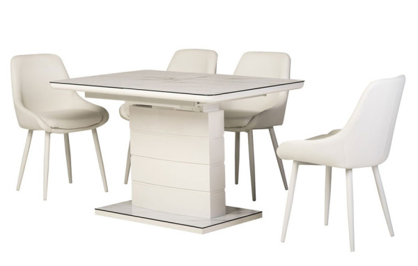 Раскладной обеденный стол Vetro Mebel TM-49 Белый кварц-3