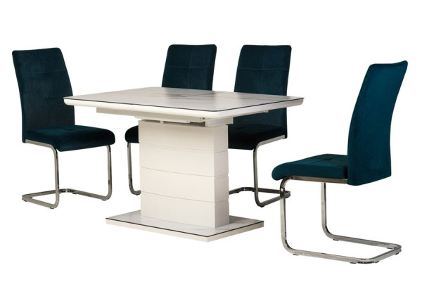 Раскладной обеденный стол Vetro Mebel TM-49 Белый кварц-5