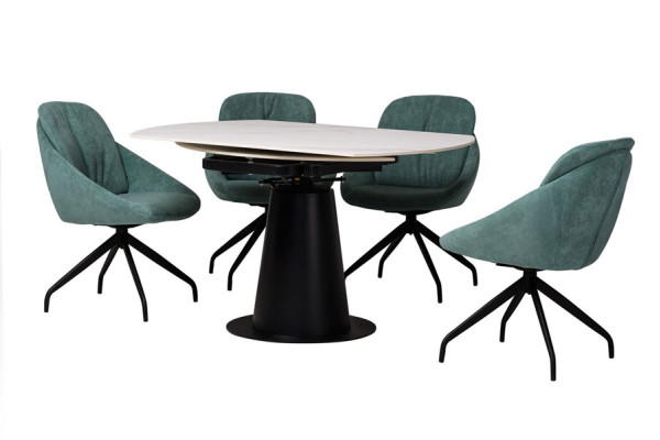 Розкладний обідній стіл Vetro Mebel TML-831 Б'янко Перліно-8