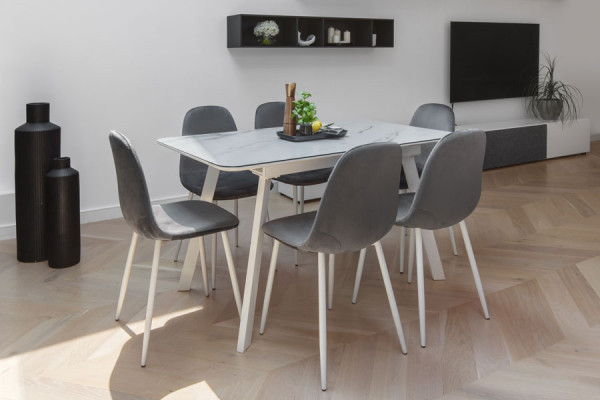 Раскладной обеденный cтол Vetro Mebel TM-171 Белый кварц-10