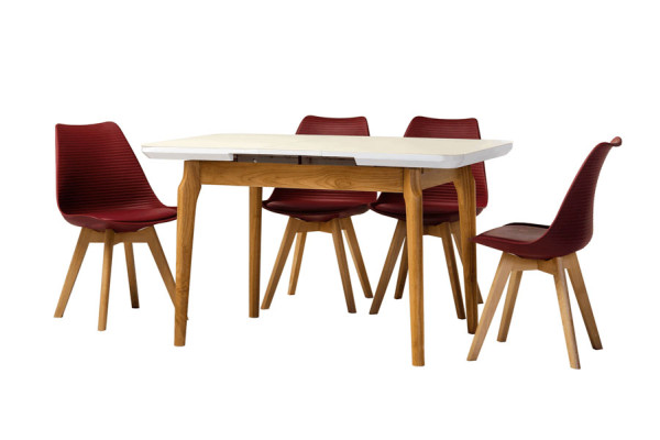 Розкладний обідній стіл Vetro Mebel TM-72 Матовий білий-9