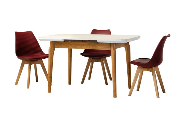 Розкладний обідній стіл Vetro Mebel TM-72 Матовий білий-11