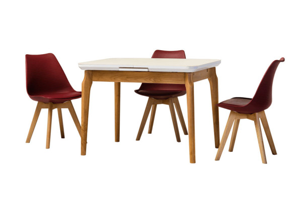 Розкладний обідній стіл Vetro Mebel TM-72 Матовий білий-12