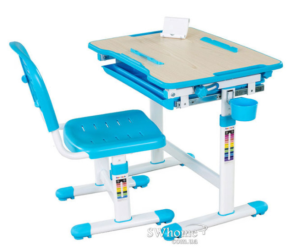 Комплект FunDesk Парта та стілець-трансформери Bambino Blue-0