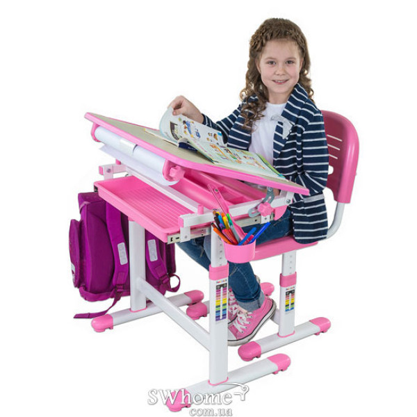 Комплект FunDesk Парта и стул-трансформеры Bambino Pink-10