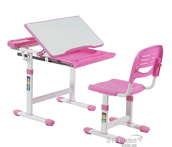 Комплект FunDesk Парта та стілець-трансформери Cantare Pink-0