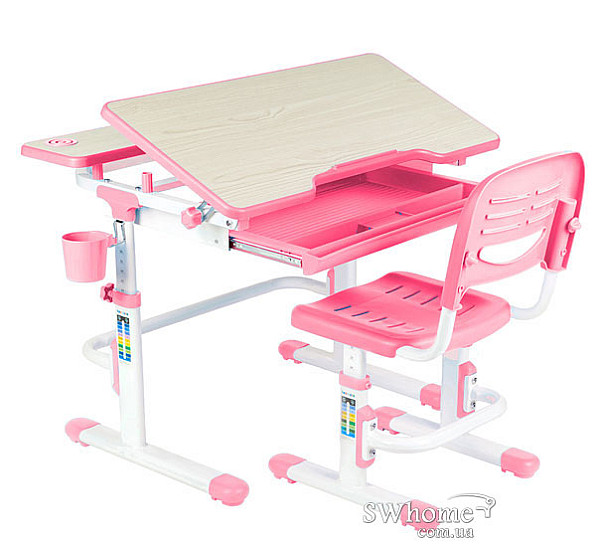 Комплект FunDesk Парта та стілець-трансформери Lavoro Pink-0