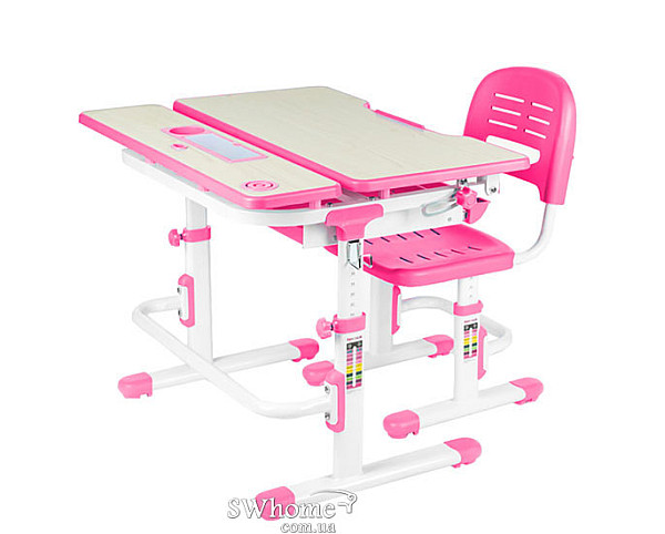 Комплект FunDesk Парта та стілець-трансформери Lavoro Pink-2