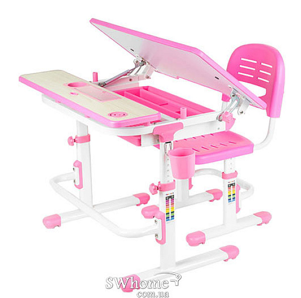 Комплект FunDesk Парта та стілець-трансформери Lavoro Pink-1