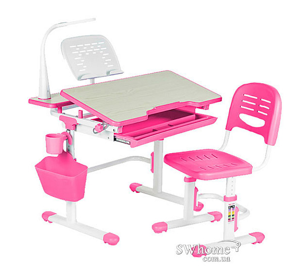 Комплект FunDesk Парта та стілець-трансформери Lavoro Pink-3