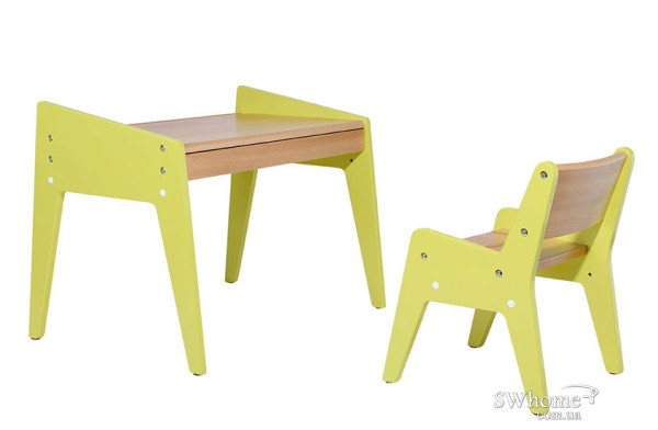 Комплект детской деревянной мебели парта и стульчик Fundesk Omino Green-1