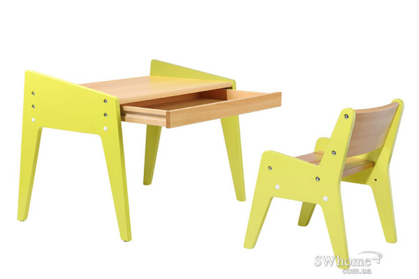 Комплект детской деревянной мебели парта и стульчик Fundesk Omino Green-0
