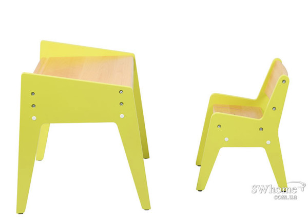 Комплект детской деревянной мебели парта и стульчик Fundesk Omino Green-3