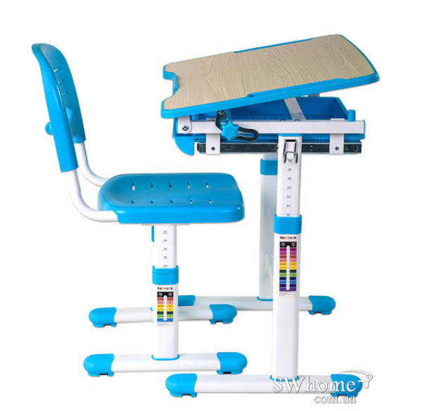 Комплект FunDesk Парта та стілець-трансформери Piccolino Blue-1