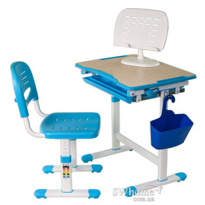 Комплект FunDesk Парта та стілець-трансформери Piccolino Blue