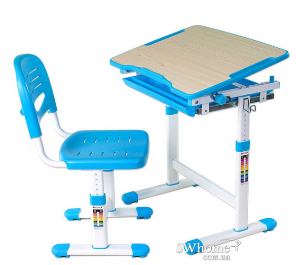 Комплект FunDesk Парта та стілець-трансформери Piccolino Blue-4