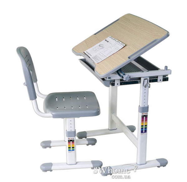 Комплект FunDesk Парта та стілець-трансформери Piccolino Grey-0