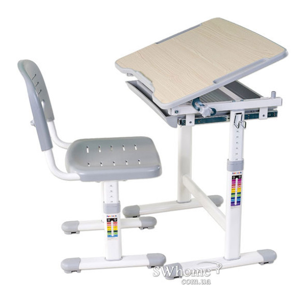 Комплект FunDesk Парта та стілець-трансформери Piccolino Grey-2